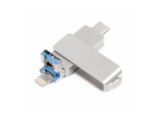 Flashdrive 3 in 1-draaibaar-128GB-USB A-Micro USB-8 pin