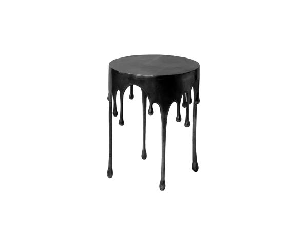 Bijzettafel druppel mat zwart aluminium 40x40x65 cm