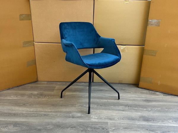 Eetkamerstoel Kenny (set van 8) Draaibaar - Velvet - Blauw