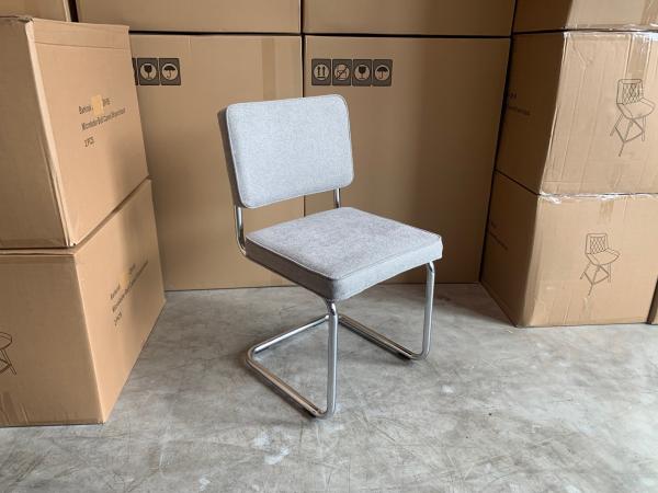 Stoel Brave (set van 4) Stof - Grijs - Lichtgrijs - Chrome