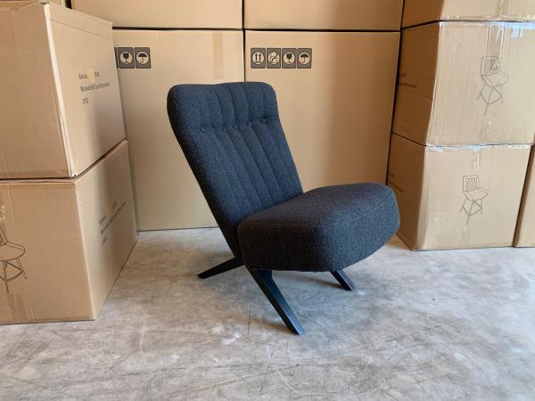 Fauteuil Denzi (2 stuks) Boucle - Stof - Zwart - Antraciet 