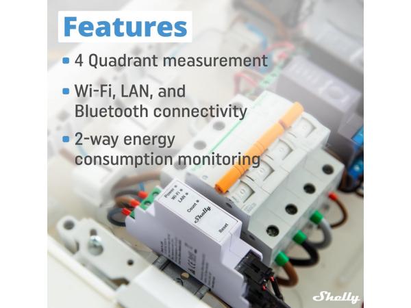 Shelly Pro 3EM 120A WLAN Bluetooth en LAN 3-fasen energiemeter1