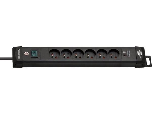 Premium-Line stekkerdoos met USB 6-voudig