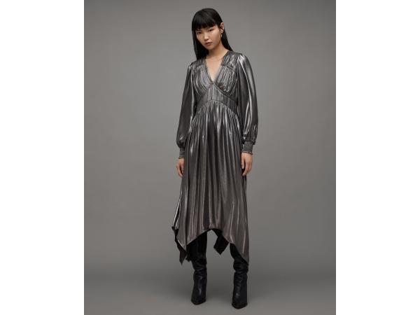 Allsaints Metallic Jurk Maat L