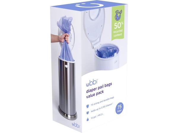 Ubbi Plastic zak, paars, 75 stuks