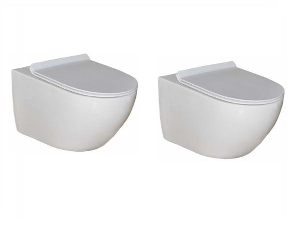 2x Hangend rimless toilet, glans wit
