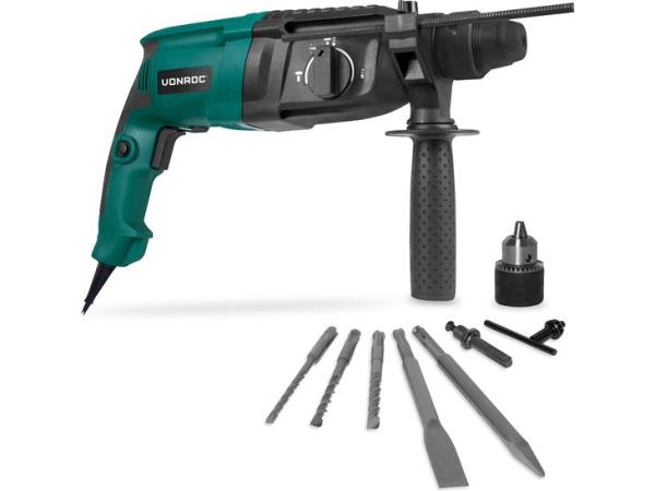 VONROC Boorhamer 800W – 3 Joule – SDS plus – 4 functies 