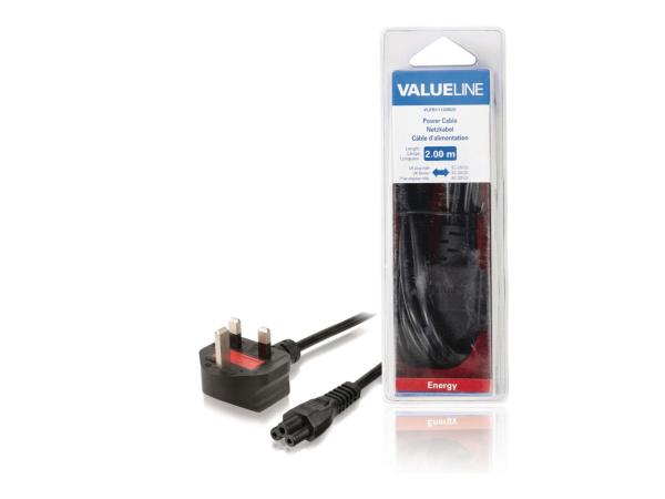 4x Valueline stroomkabel UK naar IEC-C5 2m zwart