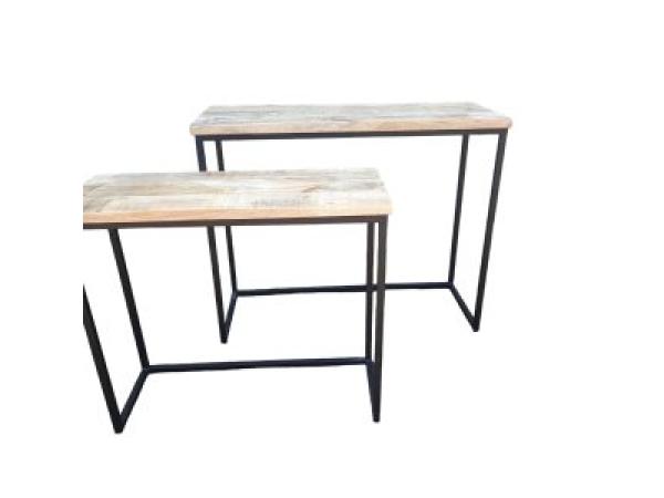 Sidetable set van 2 - Mangohout - Zwart Metaal