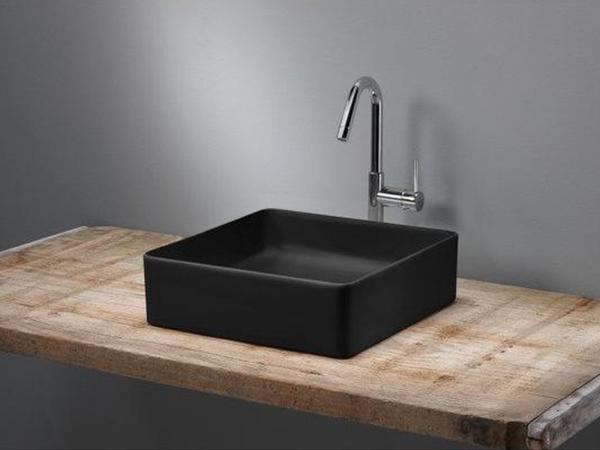 Beaux opzetfontein 24x24cm z/overloop Poitiers mat zwart