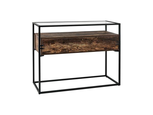 Sidetable met lades hout - glas - Industieel design