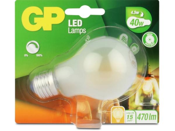 5x GP LED Classic Filament E27 4,2 W dimbaar warmwit