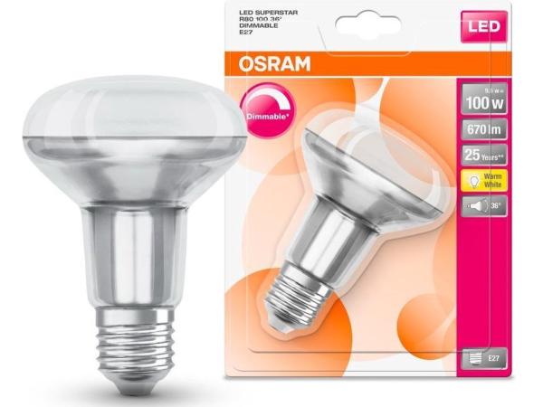 Osram LED R80 reflector E27 9,6 W dimbaar warmwit