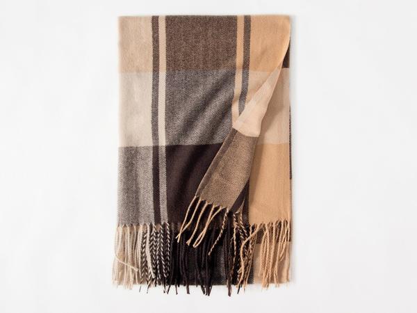 Geruite luxe sjaal - Bruin tinten