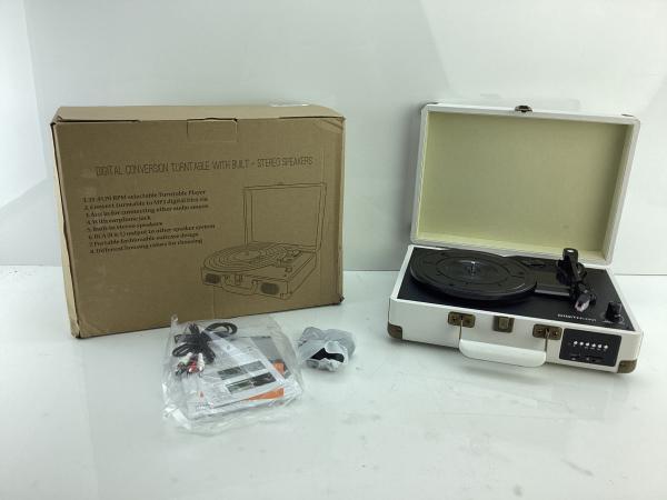 Witte platenspeler met stereo speakers