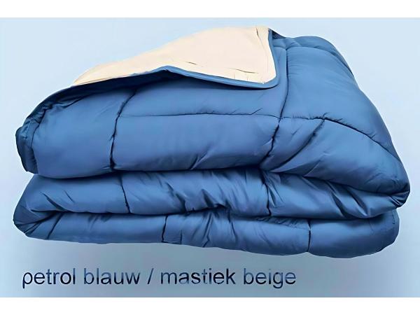 Wasbaar dekbed - Petrol Blauw & Mastiek Beige - 160x220cm 