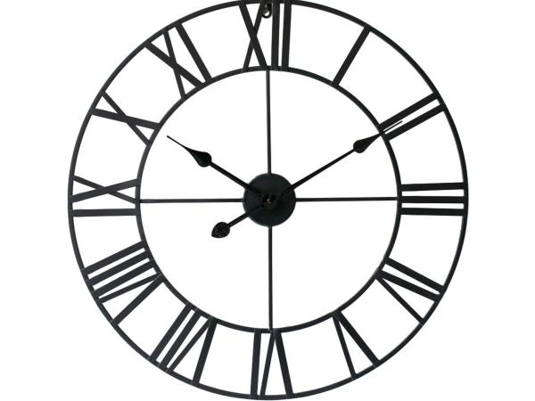 LW Collection wandklok zwart 60cm industrieel stil