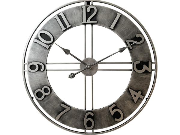 LW Collection wandklok Becka grijs/zilver 60cm stil