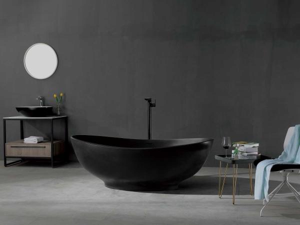 Vrijstaand bad, solid surface, mat zwart