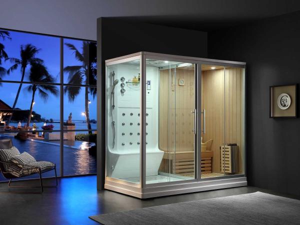 sauna met stoomcabine wellness huis (zwart of wit model)