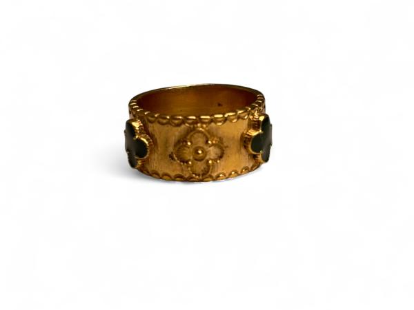 Brede Ring in 'Alhambra'-stijl met zwarte klavers
