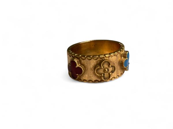 Brede Ring in 'Alhambra'-stijl met gekleurde klavers