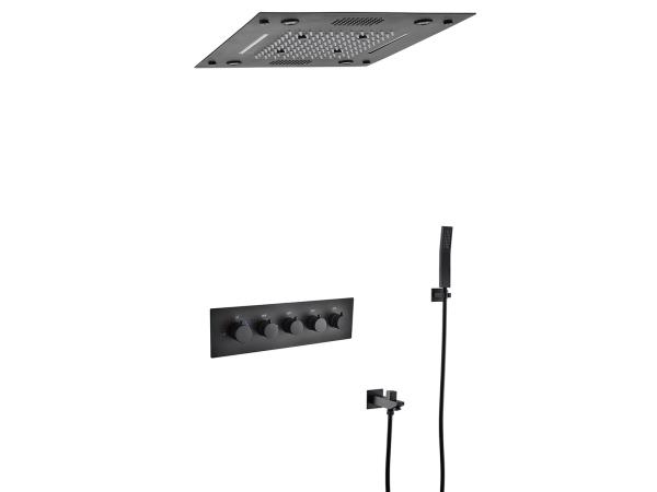 Inbouw regendouche met bluetooth mat zwart