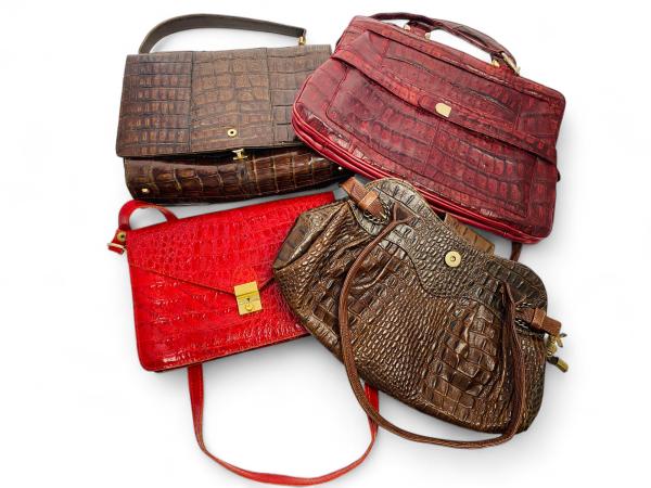 4x Vintage Tassen met Krokodillen Leer (o.a. Peter Kaiser)