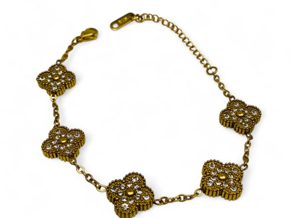 18k Gold Plated "Alhambra" Armband met Zirkonia
