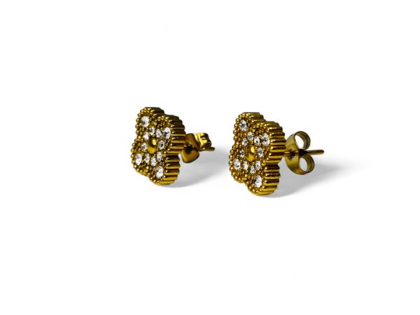 18k Gold Plated "Alhambra" Oorbellen met Zirkonia