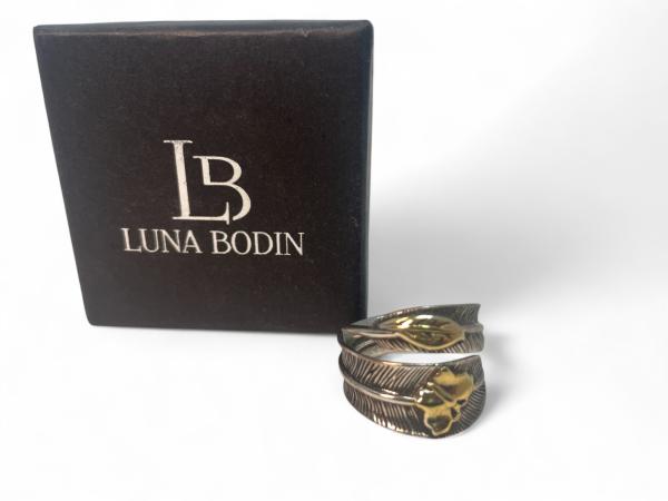 Luna Bodin Zilveren Ring met Gouden Blad en Vlindertje!