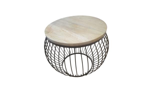 Salontafel Mangohout-Industrieel -65 x 65 x 51 cm