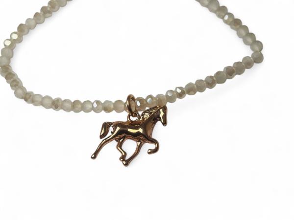 Gioielli dames armband met steentjes en paarden pendant