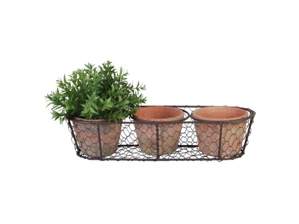 3x Esschert’s Garden AT 3 pots in wire basket