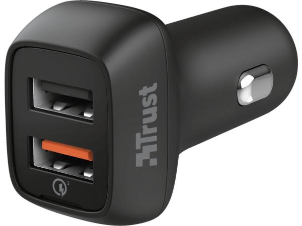 Trust Mobile Qmax Dubbele, supersnelle autolader - USB-C Super Fast Charging (30W) en USB (18W) - Zwart