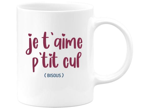 Grappige Mok "je t'aime petit cul" franse taal