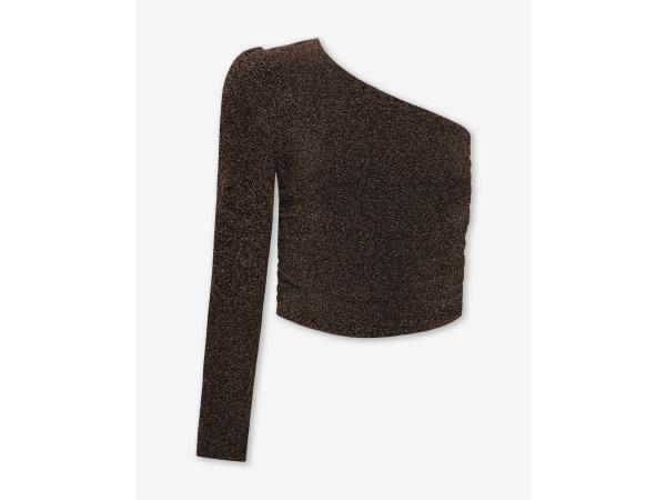 MostWanted | Glitter One Sleeve Top bruin | Maat S