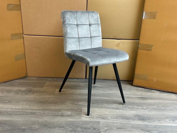 Stoel Tilly (set van 6) Velvet - Velours - Grijs