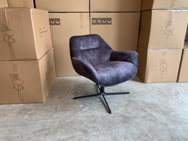 Fauteuil Risto 360 - Velours - Draaibaar - Antraciet