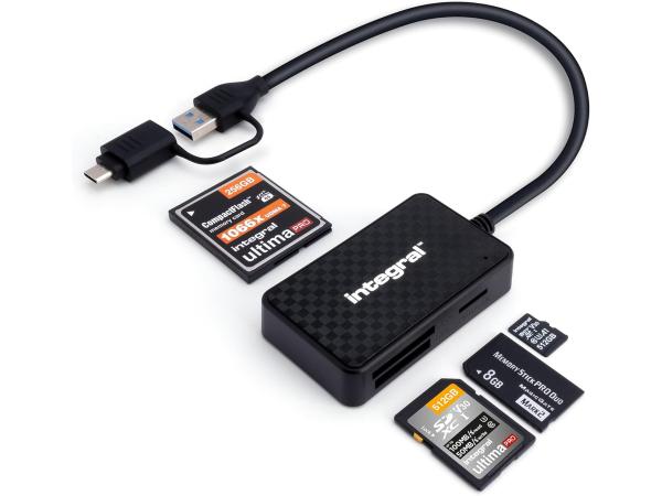 Integral 4in1 geheugenkaartlezer, USB 3.0 & USB C-adapteR