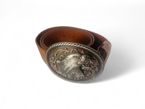Romano Italy Leren Riem met "Mexican Eagle" Gesp
