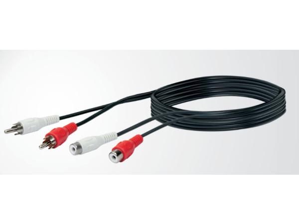 AUDIO-verlengkabel 2 RCA man naar 2 RCA vrouw 1.5 m
