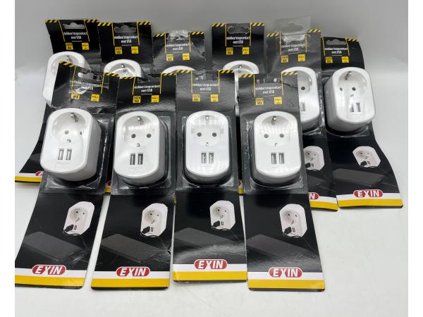 10x EXIN stekker/stopcontact met USB 