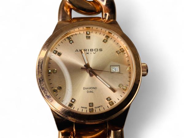Akribos XXIV Dameshorloge met Echte Diamanten Wijzerplaat!