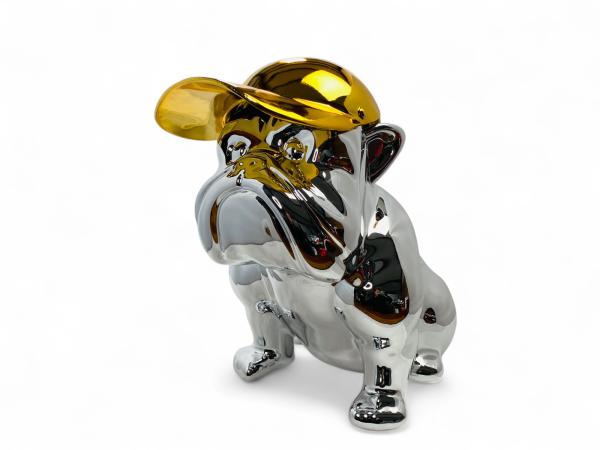 Groot Pop-Art Beeld: Franse Bulldog met Gouden Pet