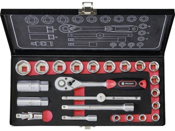 TOOLCRAFT 826373 Dopsleutelset Metrisch 3/8 (10 mm) 23-delig