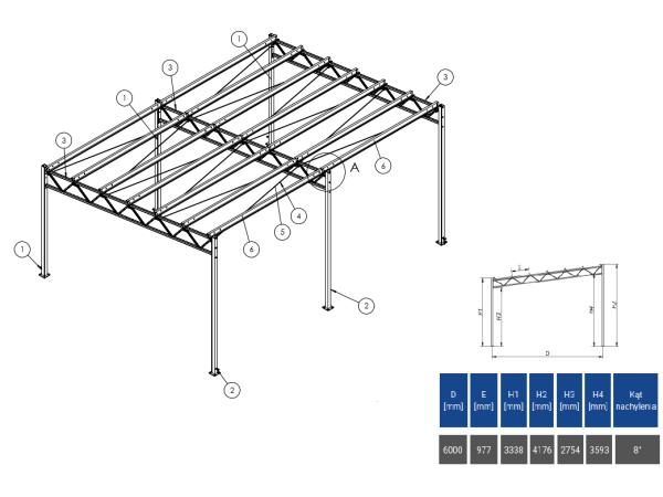 Staalconstructie 6 x 8 mtr
