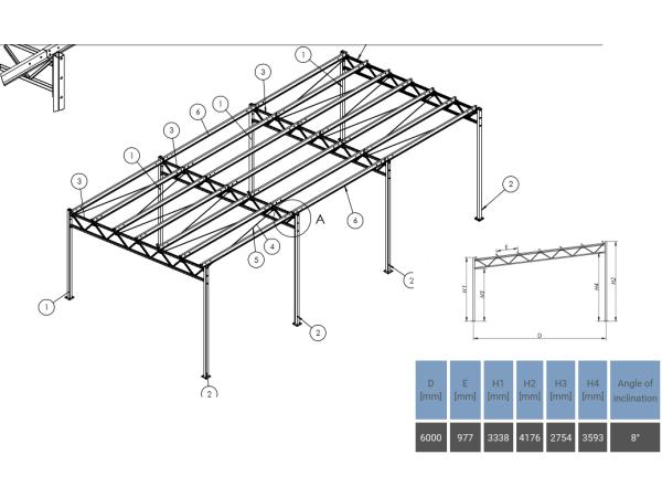 Staalconstructie 6 x 12 mtr