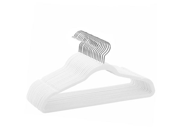 Luxe kledinghangers anti-slip - wit - set