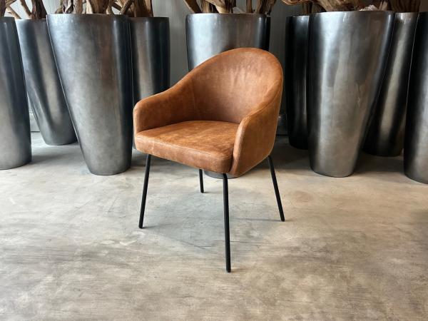 Eetkamerstoel Bo (set van 8) Microleder - Cognac